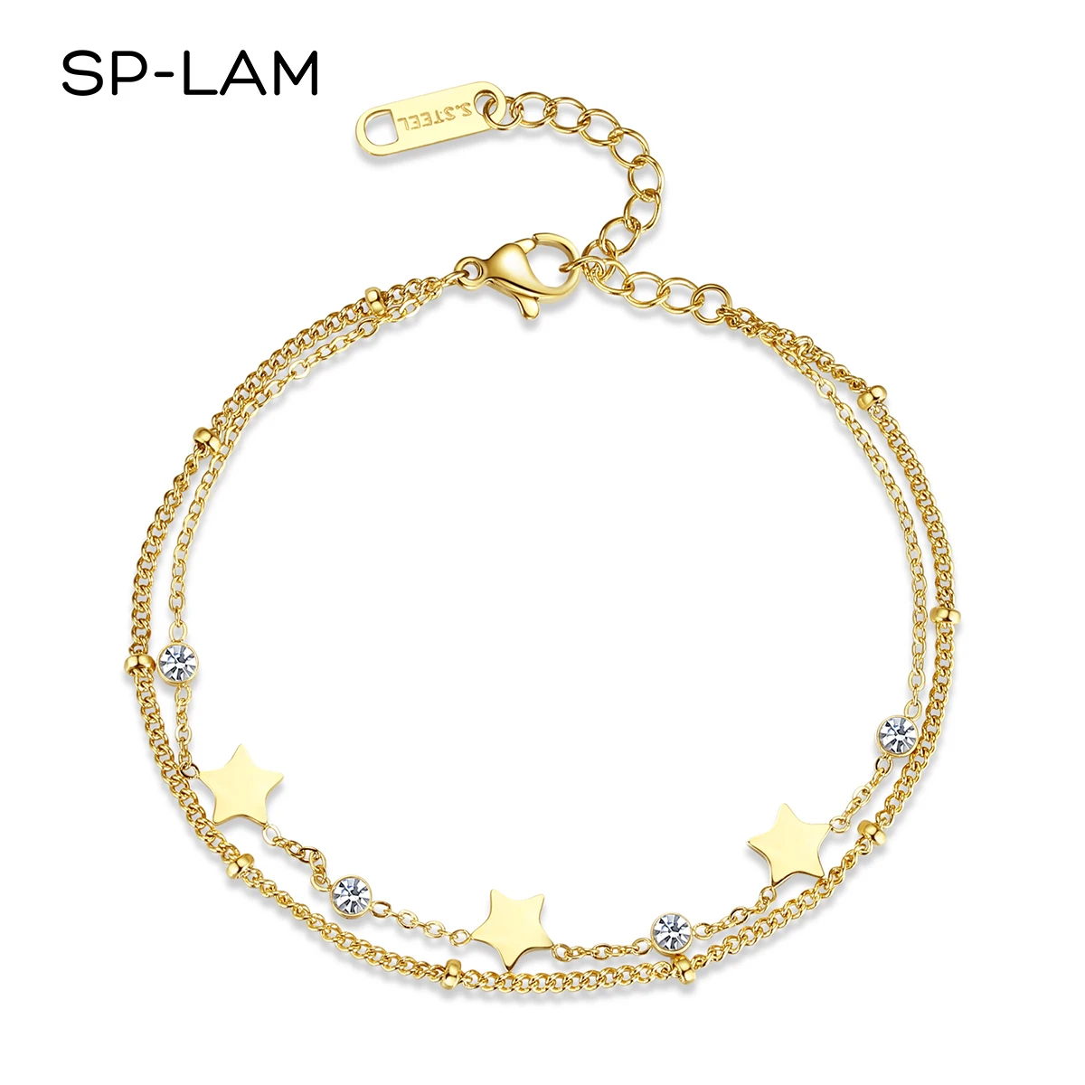 

SP-LAM Stainless Steel Zirconia Charm Iced Out Woman Bling Party Delicate 2022 Star Bracelet