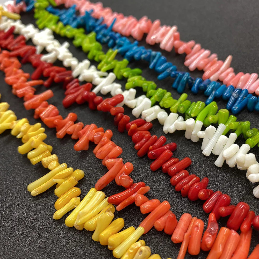 

New Design 6-15mm Dyed Color Irregular Bamboo Shape Loose Coral Beads Wholesale Synthetic Red Small Branch Chips Coral Beads