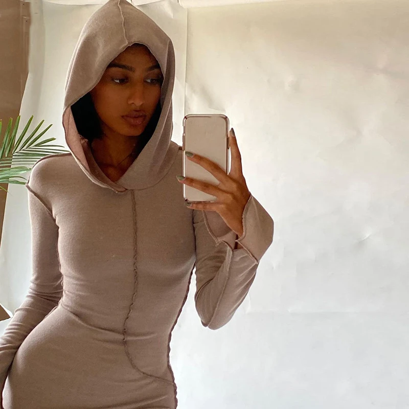 

FS1882D new arrivals Sexy long sleeve Hooded dress women Fashion winter dresses