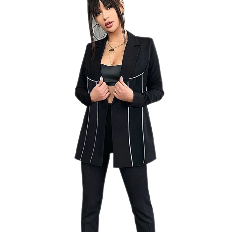 

Classic Custom Slim Long Sleeve Blazer Patchwork Jacket Reflective Women, Oem