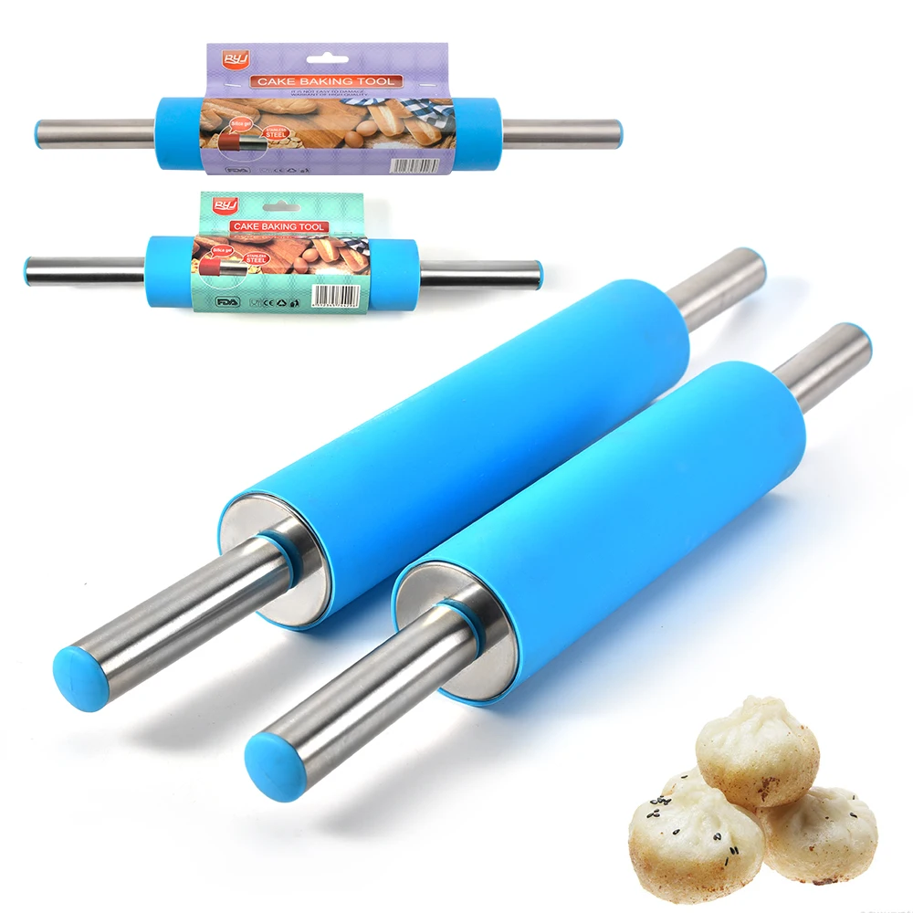 

Manufacture various sizes blue silicone dough rolling pin for pasta cookie