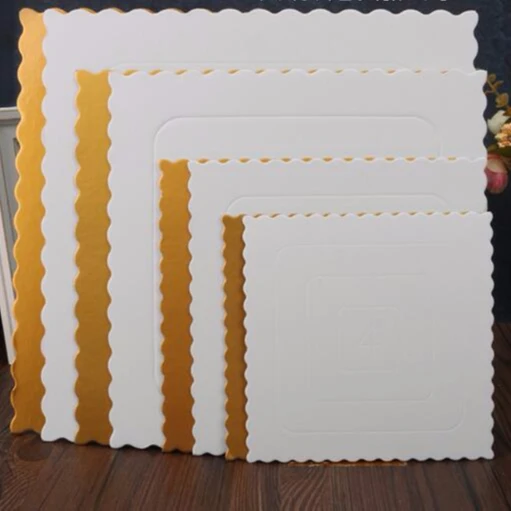 

Food Grade White Silver Golden cake tray cardboard paper cake stand base with custom size base para torta, Gold white silver or customize as request