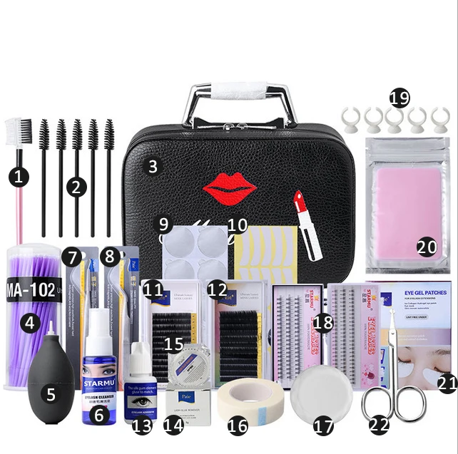 

Hot selling Eyelash Extension training Kits / Starter Lash Kit Set / Professional Eyelash Extension Tools 22pcs