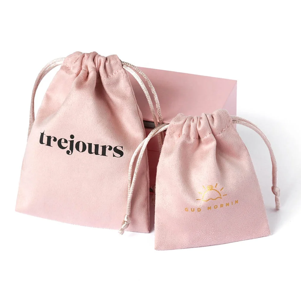 

PandaSew 8*10 cm Fine Pink flannle bags with logo customized drawstring bag suede jewelry pouch, Pink or customized color