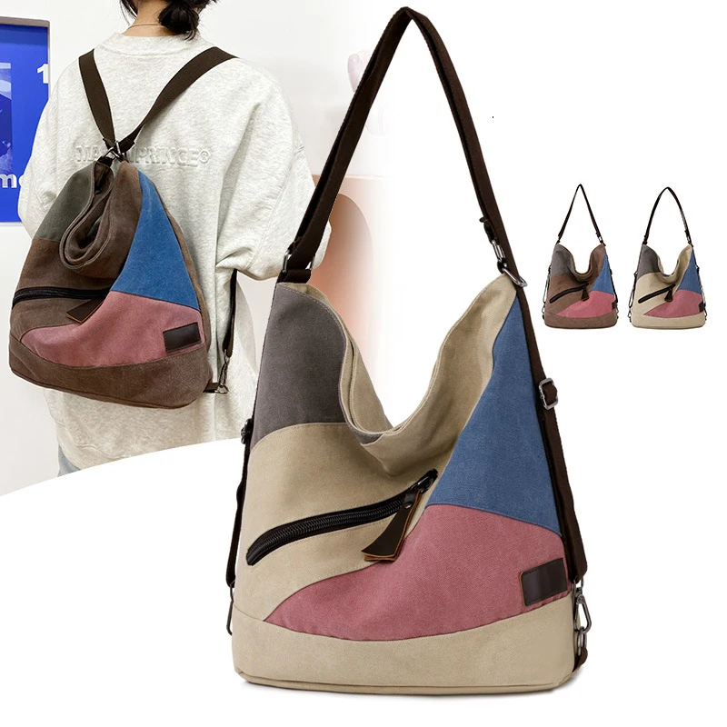 

Wholesale Canvas Handbags Korean Style Shoulder Bag Backpack Messenger Bag Waterproof Vintage Canvas Backpack, Khaki/coffee