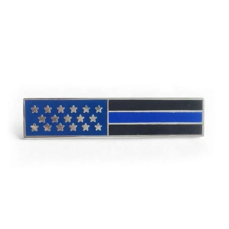 

Hot Sale Manufacturer Custom Military Shield Pin Thin Blue Line Flag Commendation Bar Pins American Hard Enamel Lapel Pins Badge