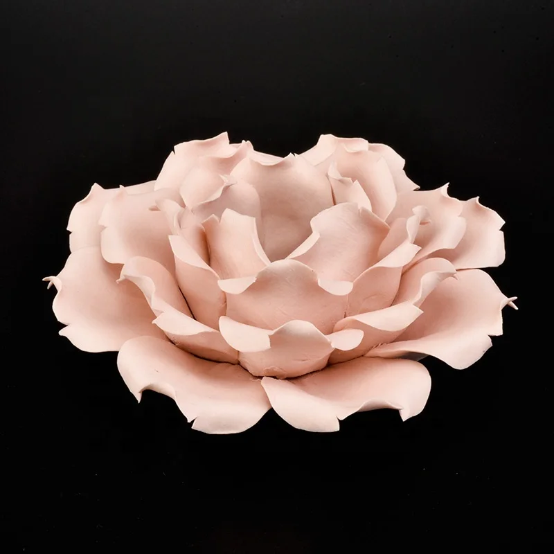 Matte handmade candle scented holder ceramic candle jar with flower home decor wholesale