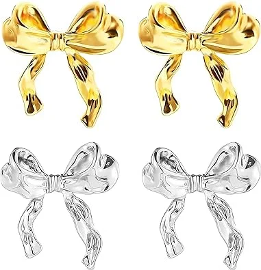 

NEW STYLES Many styles 18k gold plated bow earrings stainless steel for woman