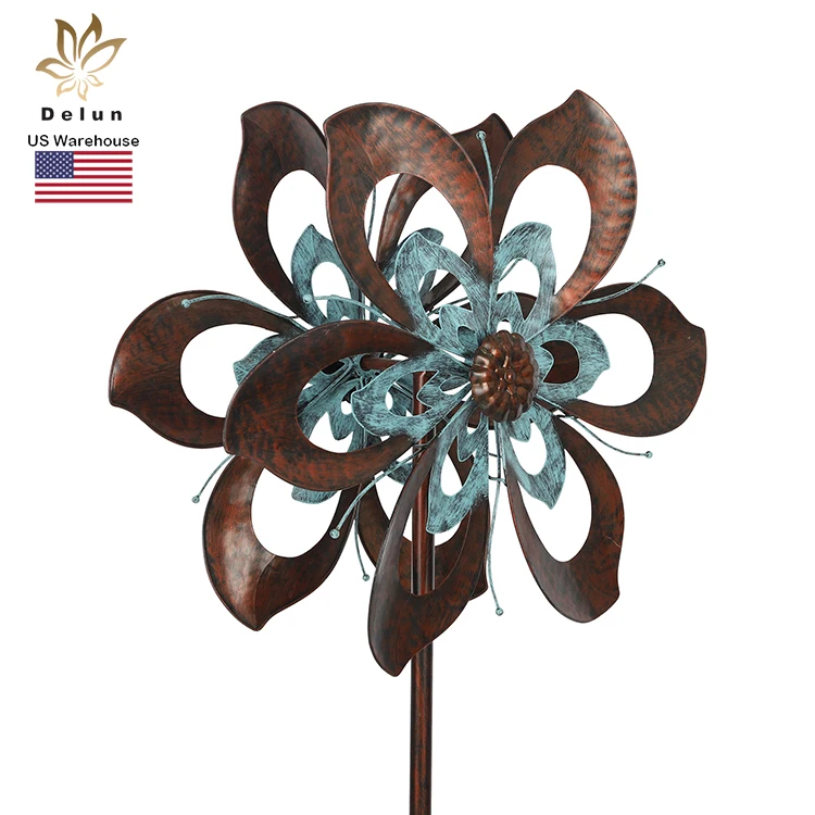 

Hanging and Vertical Flower Windmill Outdoor Metal Kinetic Wind Spinner 84 INCH
