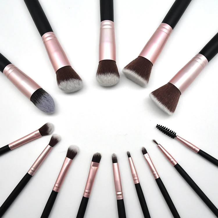 

Hot 14pcs professional soft hair custom makeup brush set with Private black makeup brush