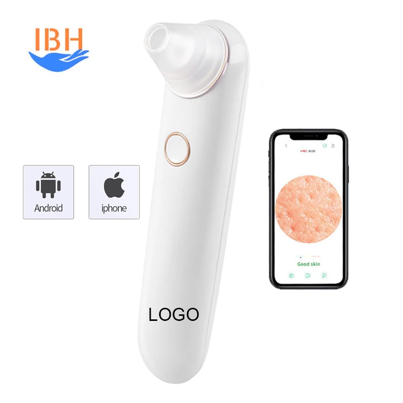 

New Arrival Best Custom Logo Rechargeable Tool Visual Pore Cleanser Vacuum Blackhead Remover With Camera, White or other customized color