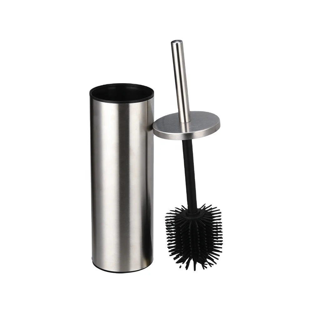 

Bathroom stainless steel matte toilet brush silicone and holder disposable toilet brush