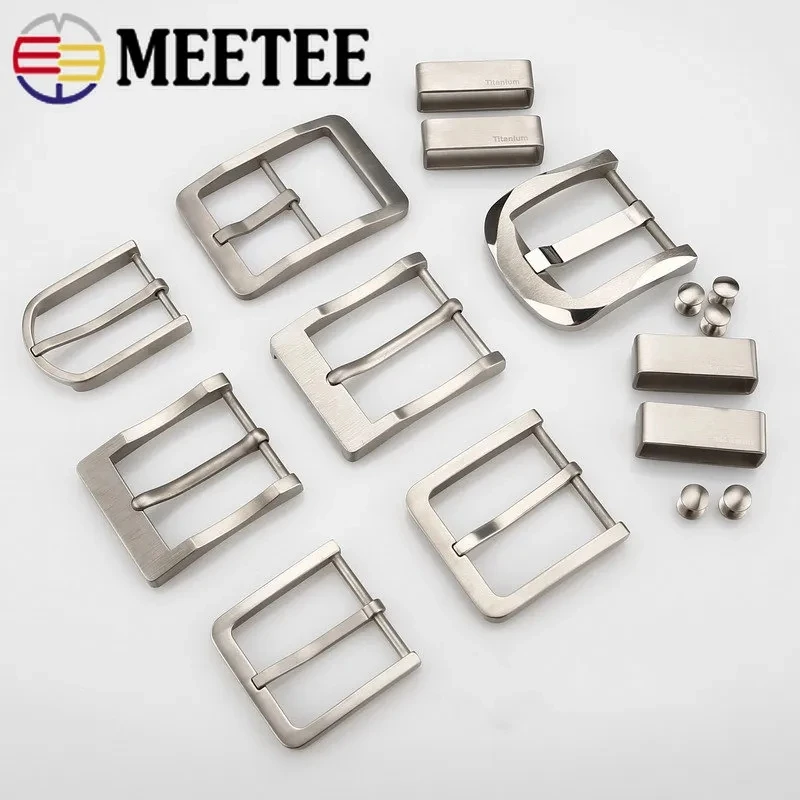 

Meetee High-grade Pure Titanium Alloy Anti-allergy Pin Buckle Belts Head Clip DIY Jeans Leather Crafts Accessory Belt Buckles