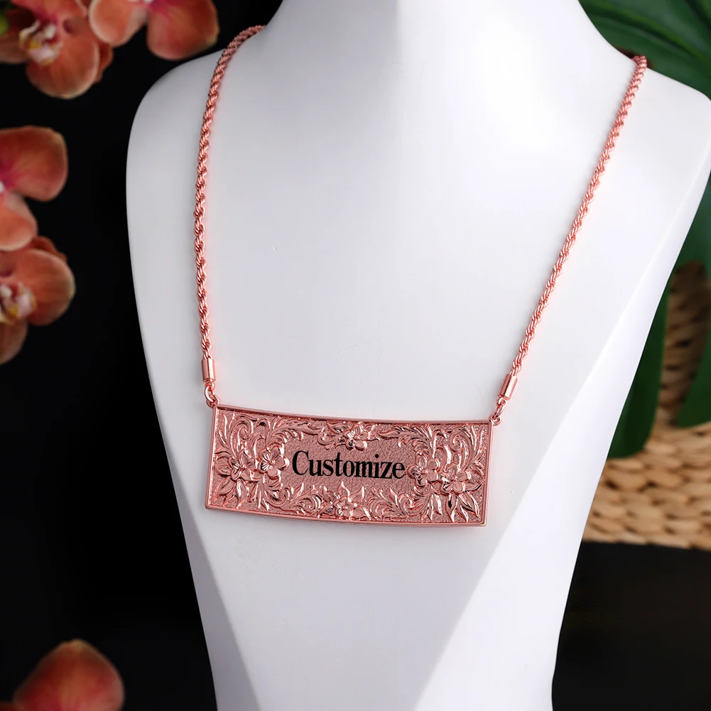 

Cring Coco Samoan Jewelry Hawaiian Custom Polynesian Personalized Guam Name Plate Hawaiian Necklace Plumeria Rubra Flower