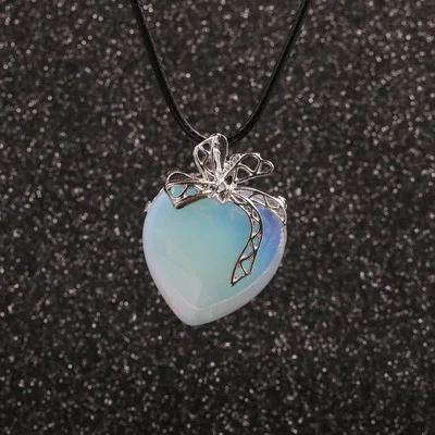 

New Design Amethyst Love Heart Pendant Necklace Stainless Steel Green Agate Tiger Eye Heart Necklace For Women