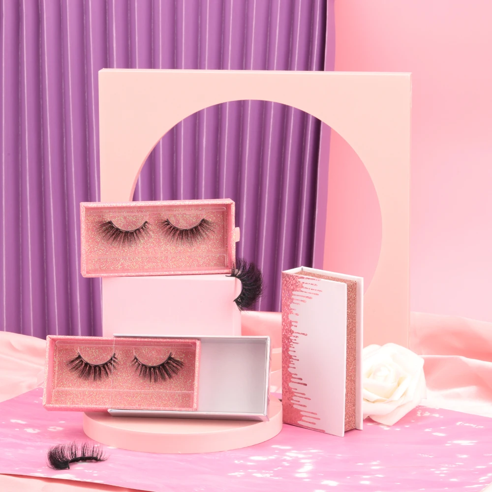 

Custom Logo Mink Eyelashes Fluffy Long Thick Natural Eye Lashes 20mm Fluffy Mink Eyelash 3D Mink Strip Eyelashes, Black