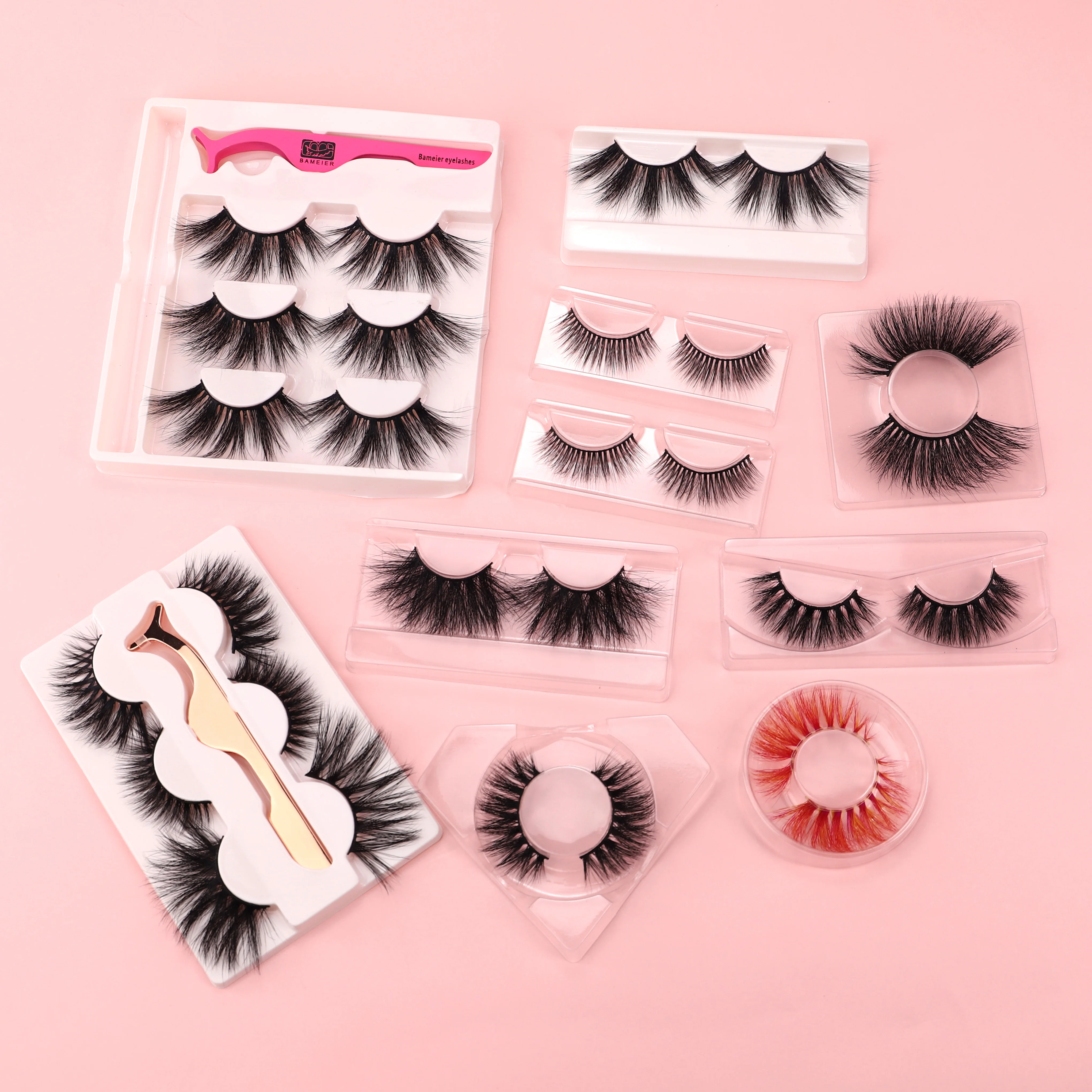 

Wholesale factory faux mink eyelash with magnetic box private label lash tray
