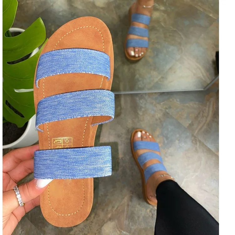 

Summer sandals women latest flat sandals slippers women slides sandals, Yellow,pink,jean,black,and leopard