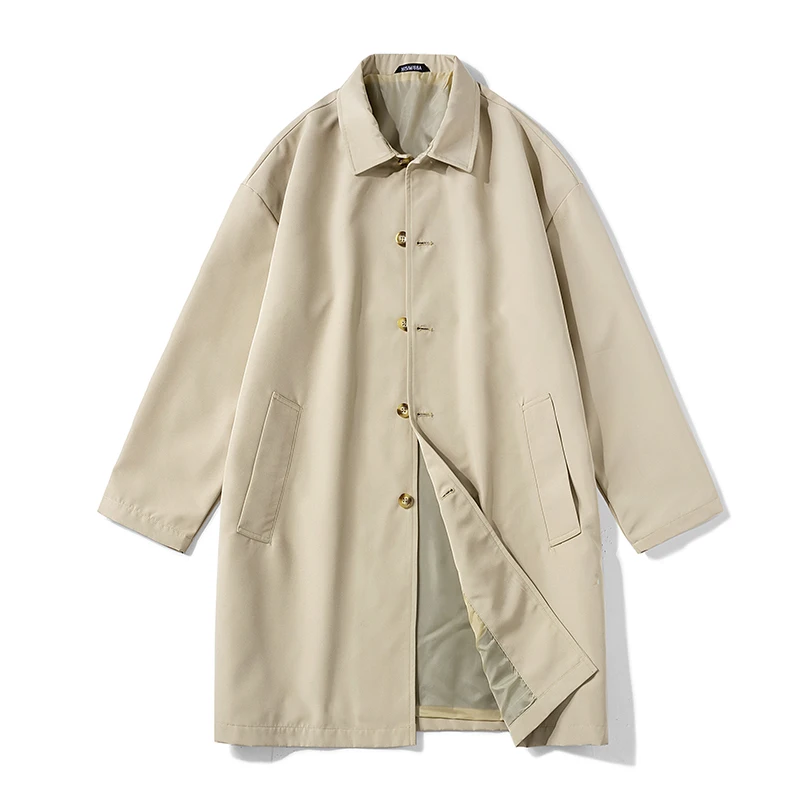 

Custom Spring New Men's Windbreaker Jacket Single-breasted Men Long Jacket