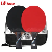 

KOKUTAKU a Pari Custom Print Logo 6 Stars Professional Ping Pong Bat Carbon Fiber Paddle Set Table Tennis Racket