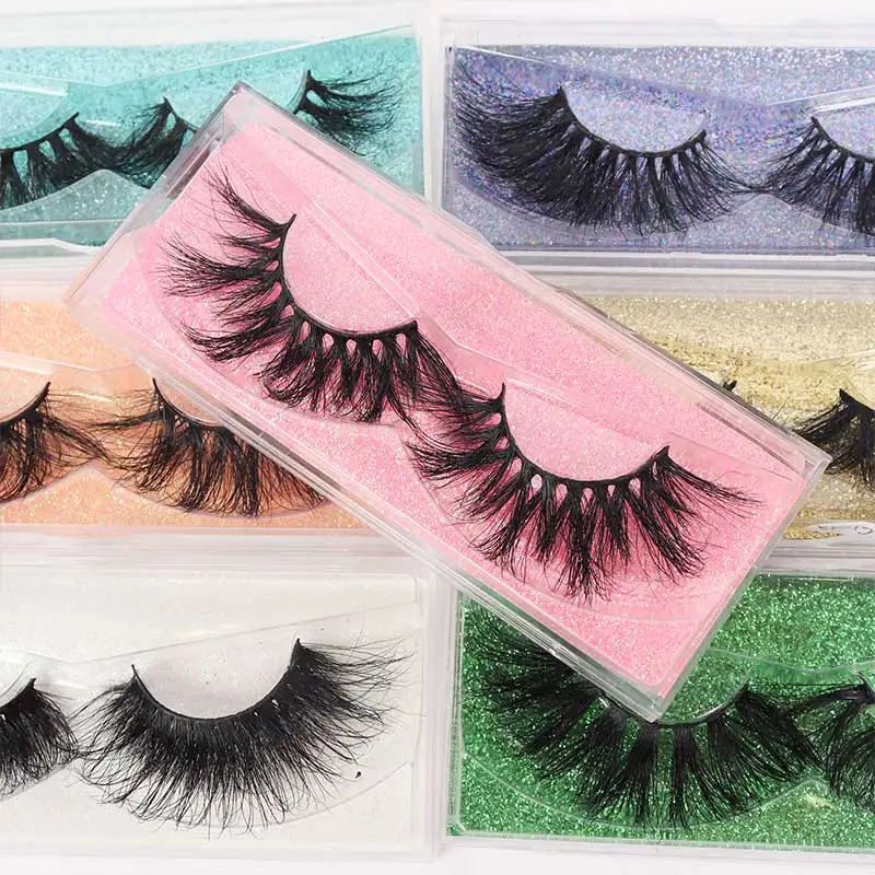 

2021 new arrivals Private label custom 25mm 3d mink lashes packaging box mink lashes custom logo 3d mink eyelashes vendor, Black