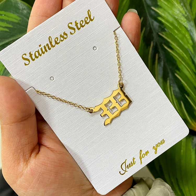 

111 Personality Stainless Steel Gold Plated Custom Number Birth Year Necklace