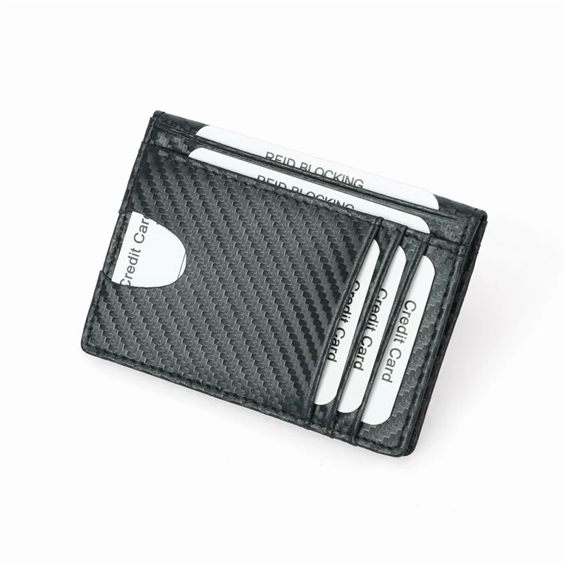 

2020 PRF-43 cheap RFID Blocking Minimalist Slim Front Pocket Carbon Fiber Mens Leather Wallet