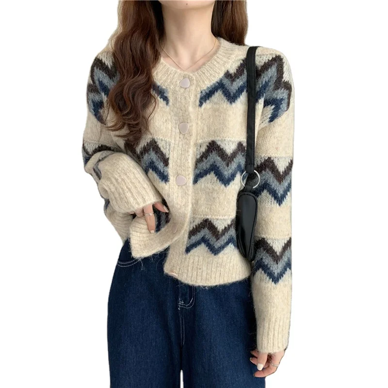 

Wome'S Sweater Fleece Blanket Vintage Lantern Sleeve Casual Loose Jumper Autumn Winter V Neck Knitted Cardigan Sweater, Blue, apricot