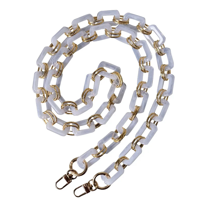 

Wholesale custom lady handbag acrylic metal ring chain strap resin bag chain, Transparent
