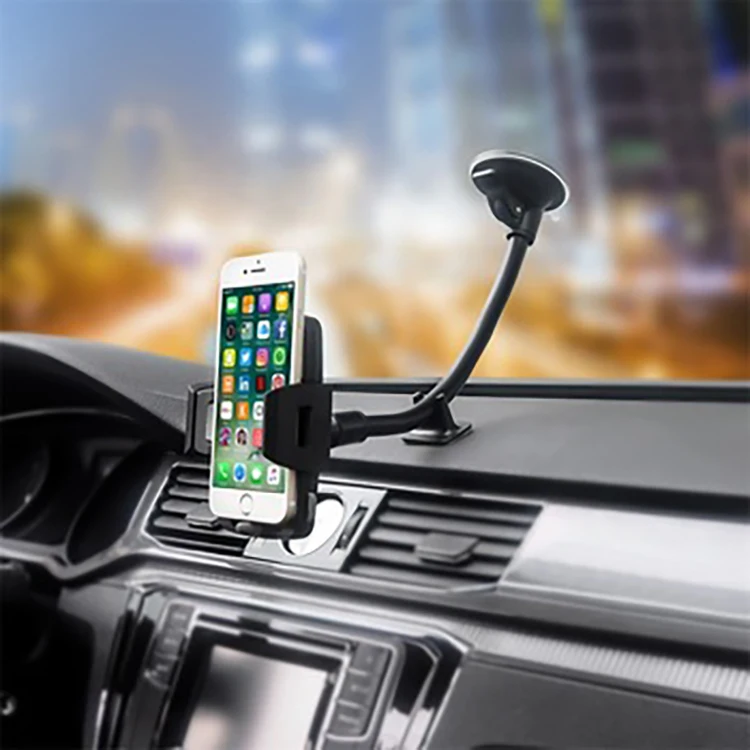 

Hot Selling Cell phone Accessories Flexible Long Arm Windshield Dashboard Cell Phone Car Holder, Black sponge or photo frame