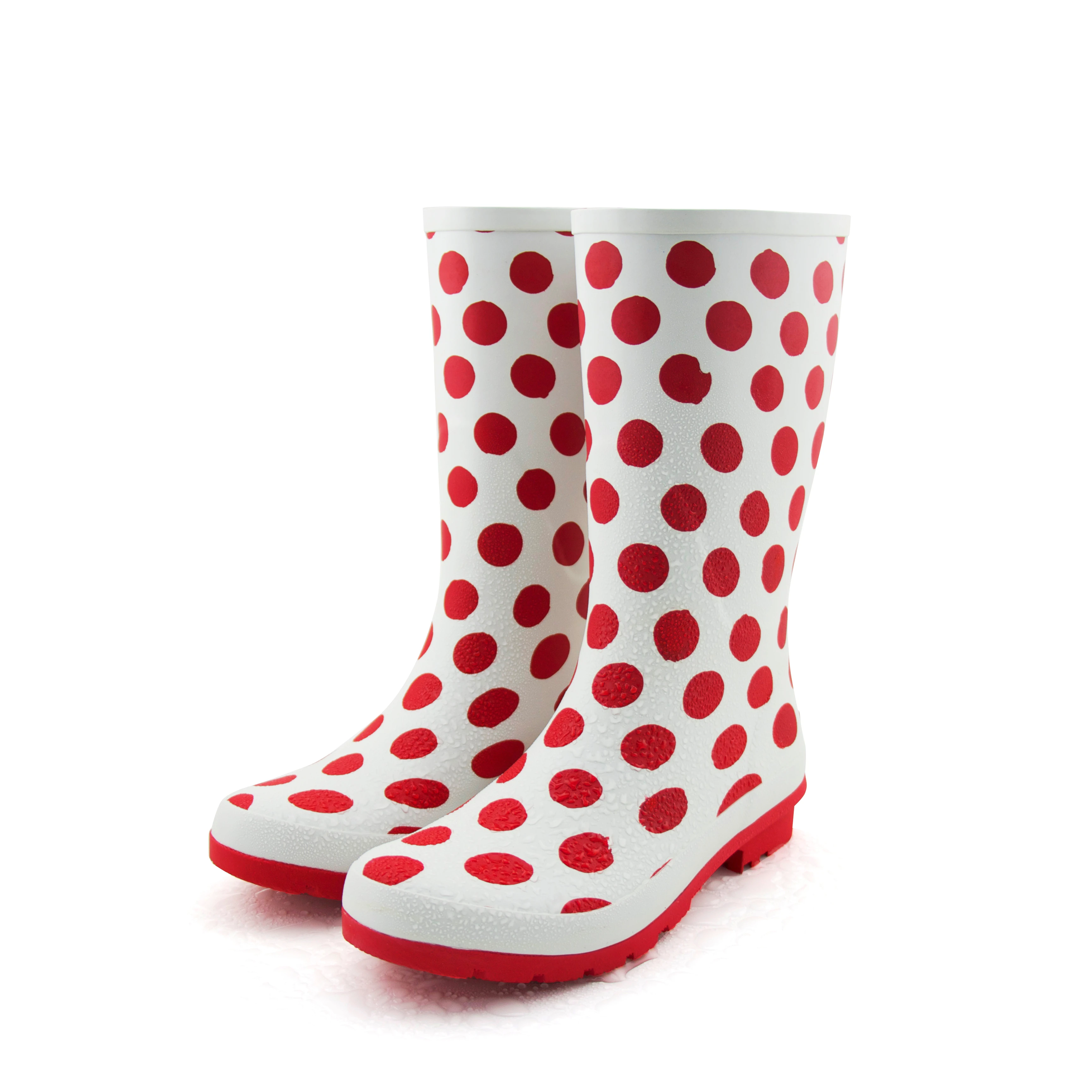 

Red spots women waterproof boots botas para mujer rainy shoes for women