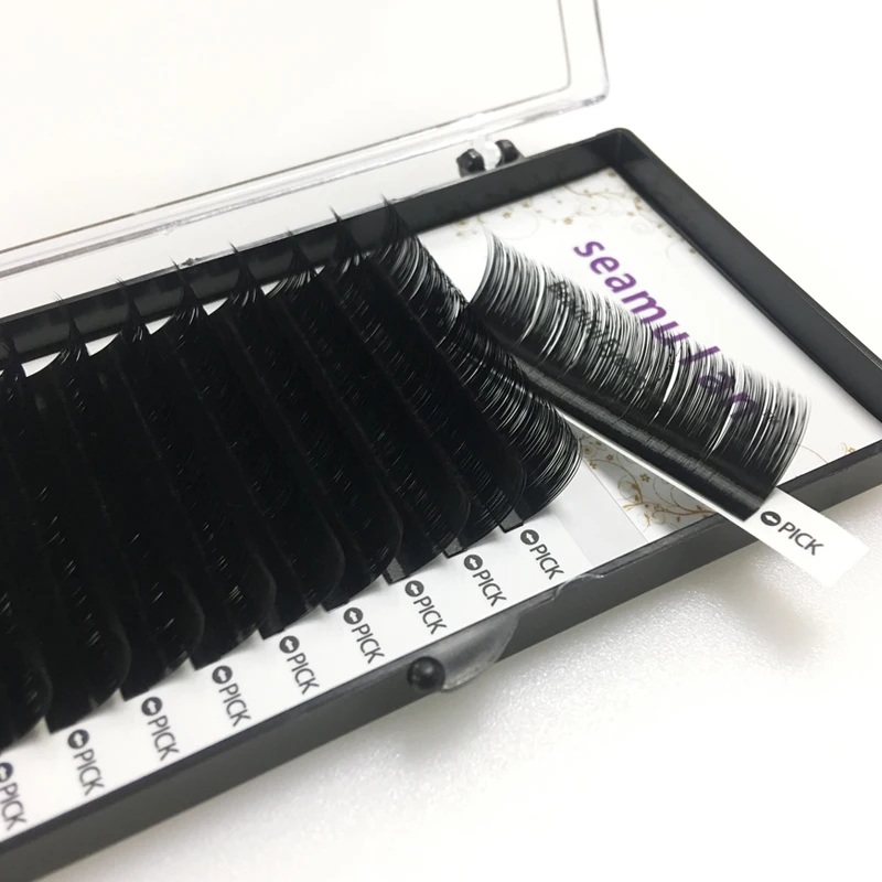 

2021 New Soft OEM Private Label Custom eyelashes packaging box Silk Faux Mink classic eyelash extension, Natural black