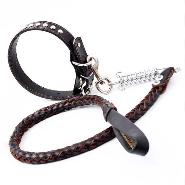 

High Quality Leather Pet Dog Collars Leashes For Medium Large Size Dog