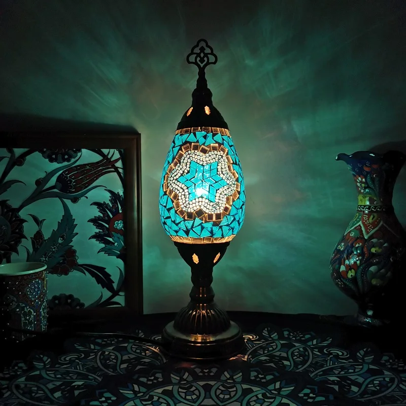 その他 vintage Turkish Lamp Vintage Turkish Stained Glass Globe Shade 1-Light Table Lamp