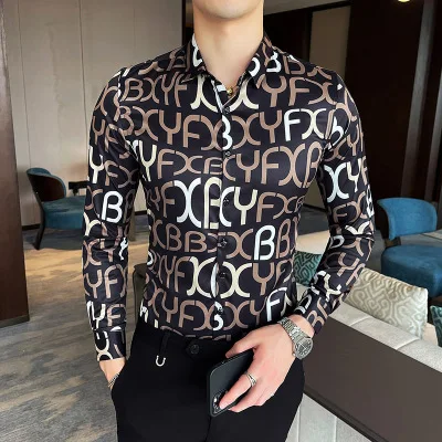 

Hot sale men's Spring/Summer new floral shirt vintage shirt men's long-sleeved shirt