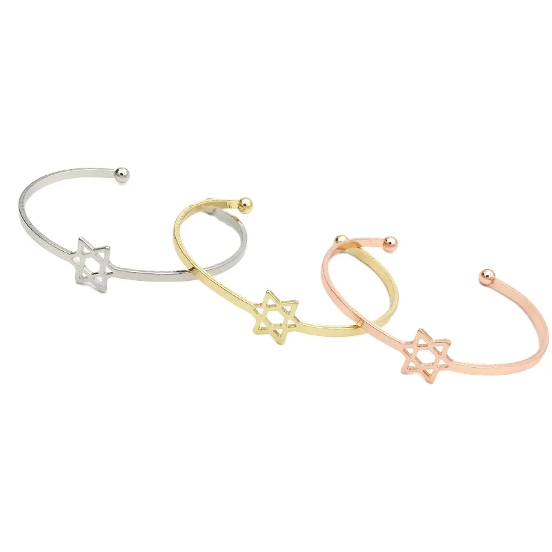 

Hot Sale BangleS Hollowed Out Six Pointed Star Shape Bracelet Of Women Popular Simple Yiwu Wholesale Lady's Alloy Bracelet, Picture shows