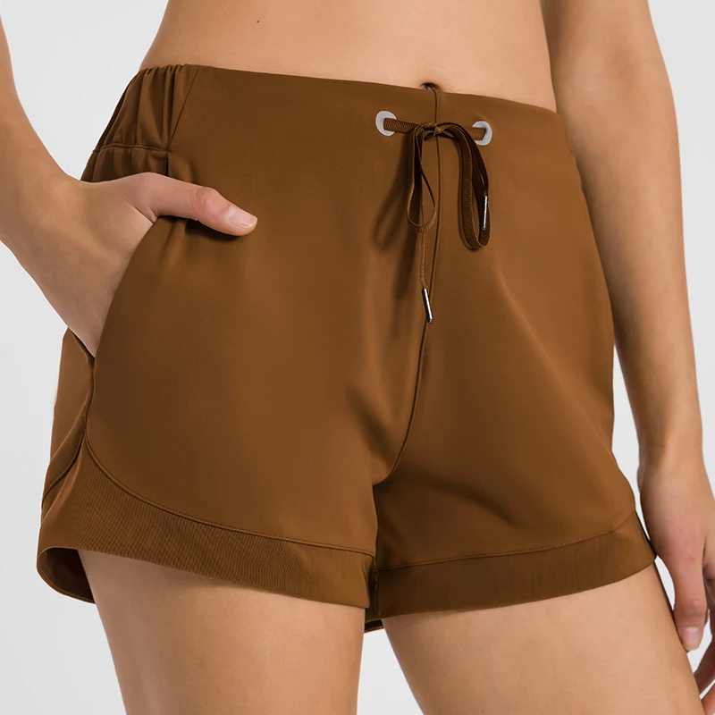 

HOPEUP Wholesale Summer Shorts For Women Gym Sports Wear Ladies Yoga Wear Active Wear Sets, Amber brown/iron grey/green grey