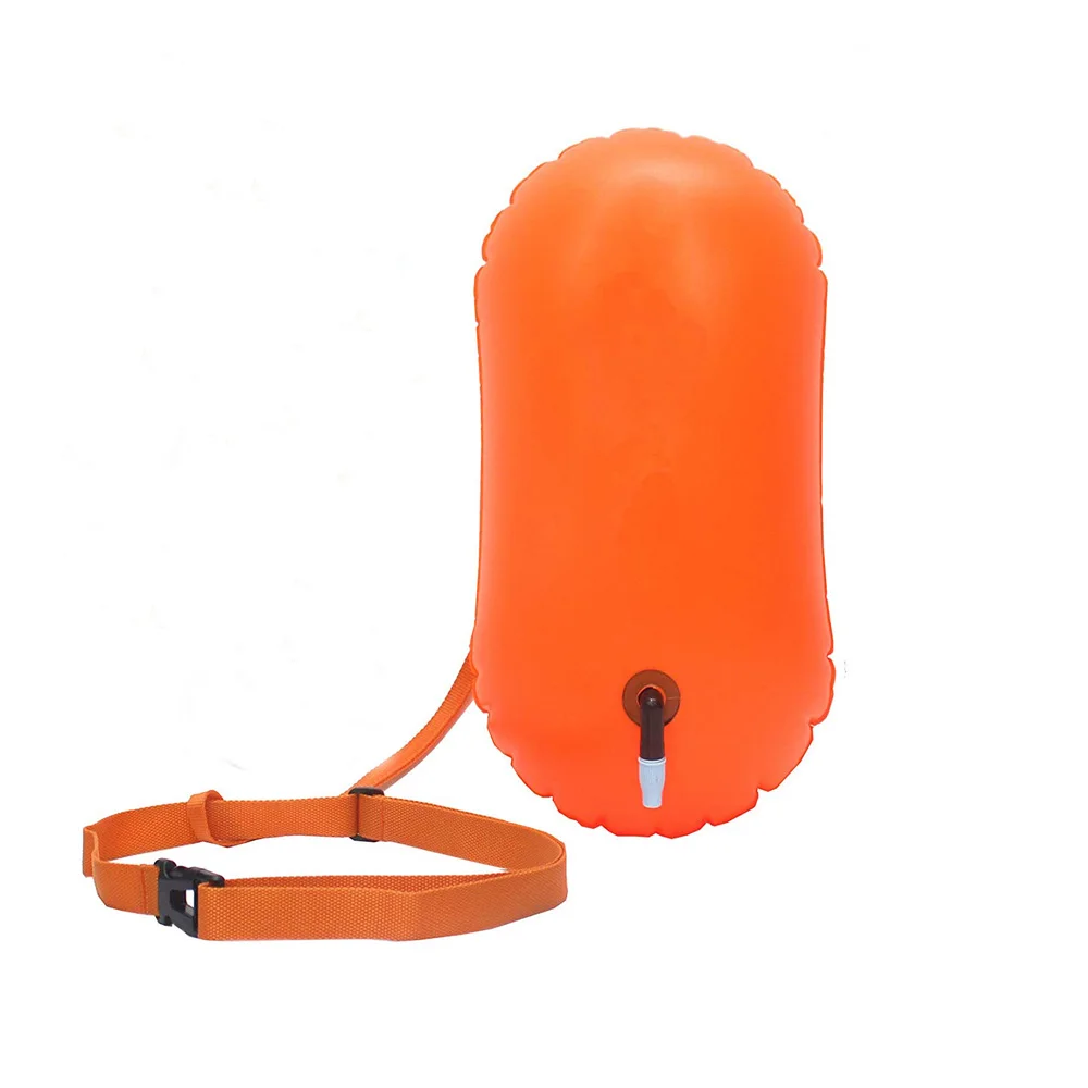 

Custom logo light weight new arrival foldable floating Inflatable waterproof dry bag swim buoy for open Water Swimmers, Orange