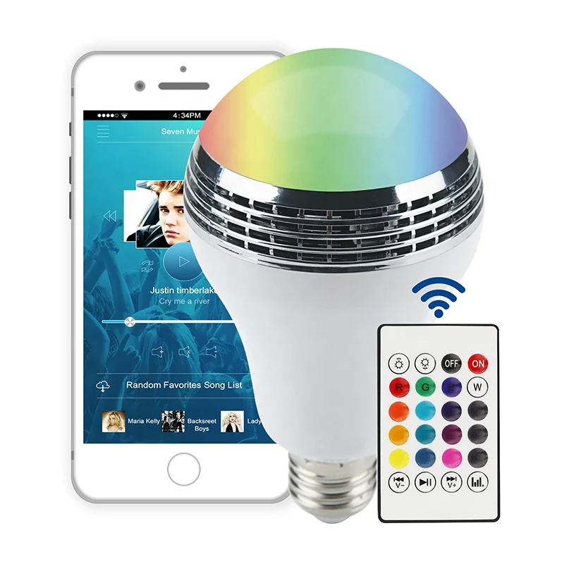 

Smart RGB LED Speaker Music Bulb App and Remote Control Color Changing Bulb