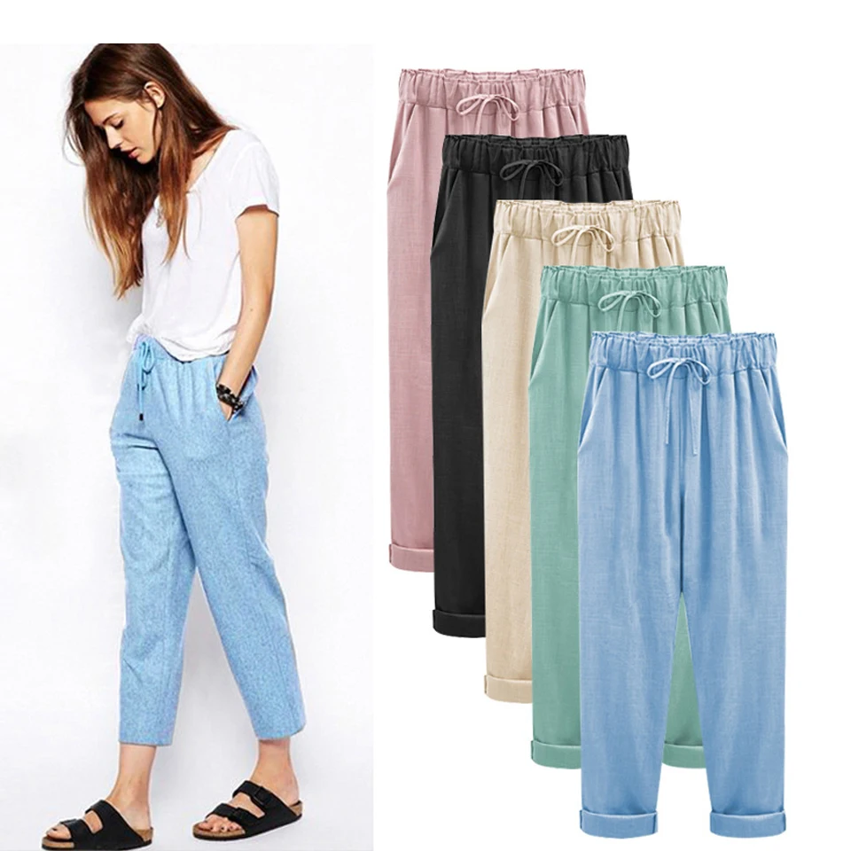 

Plus Size S-6XL Women's Harren Pants Ladies Casual Streetwear High Waist Long Trousers women Plus Size workout long pants