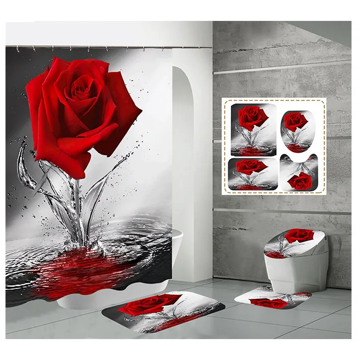 

High Quality Personalized Custom Waterproof Polyester Flower Brand Designer Bathroom Shower Curtain