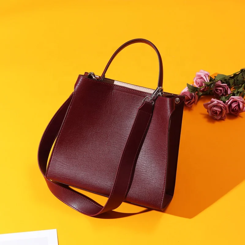 

Korean Patchwork Pattern Wide strap Cowhide leather bags New fashion girls shoulder bags quality Handbags