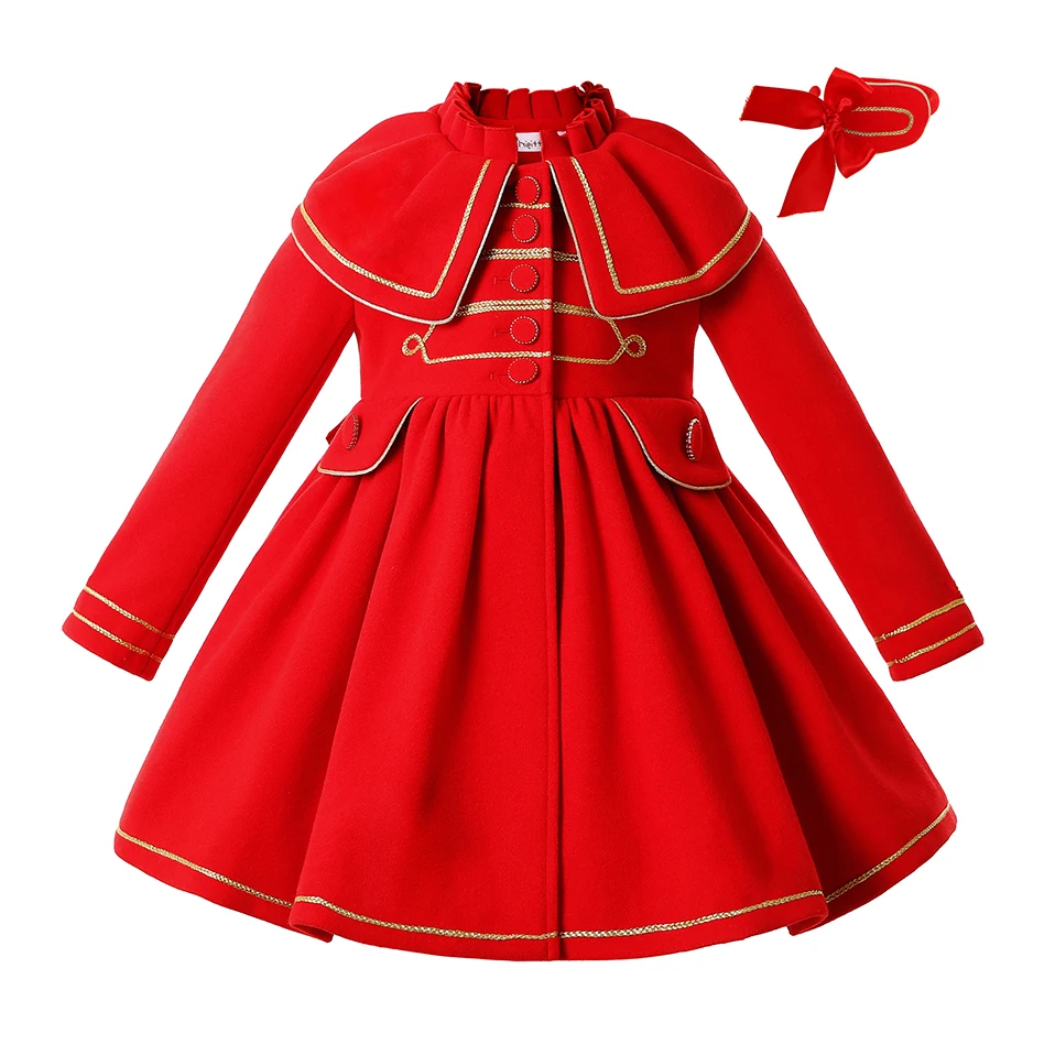 

Wholesale Pettigirl 2021 New Christmas Winter Children Girls Red Trench Coat Jacket Kids Outwear Clothes Size 2345678 9 10 12Y