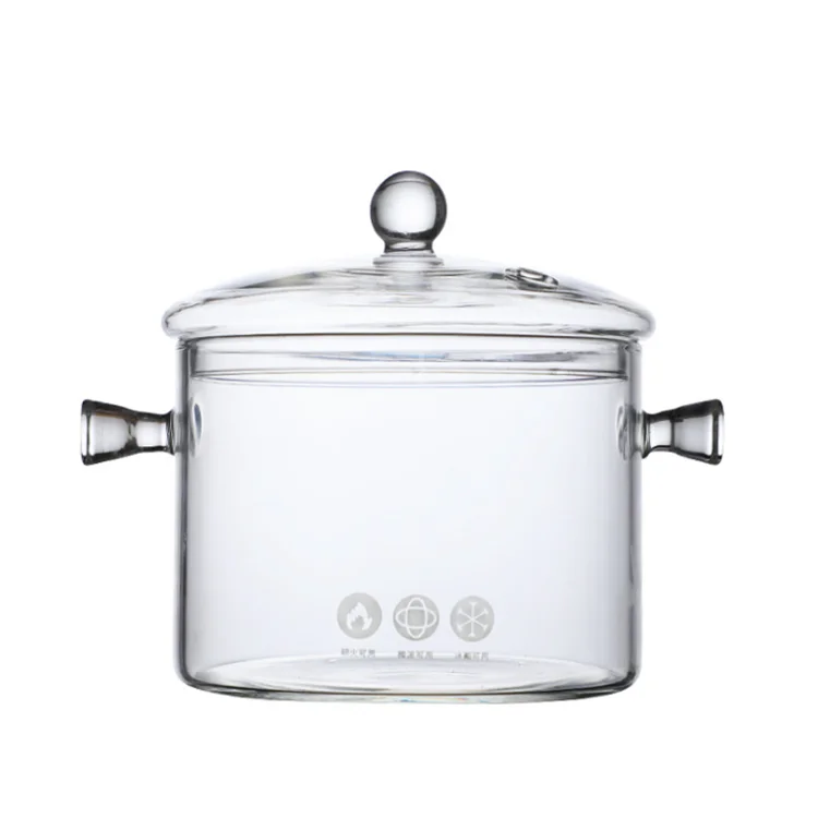 1900ml Heat Resistant Thickening Glass Borosilicate Glass Cooking Pot with Cover