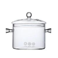 

1900ml Heat Resistant Thickening Glass Borosilicate Glass Cooking Pot with Cover