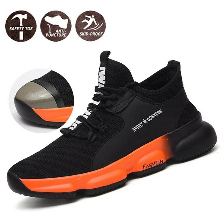 
Men Fly Woven Work Boots Anti-smashp Steel Toe Caps Footwear indestructible Sneakers Walking woodland Safety shoes 