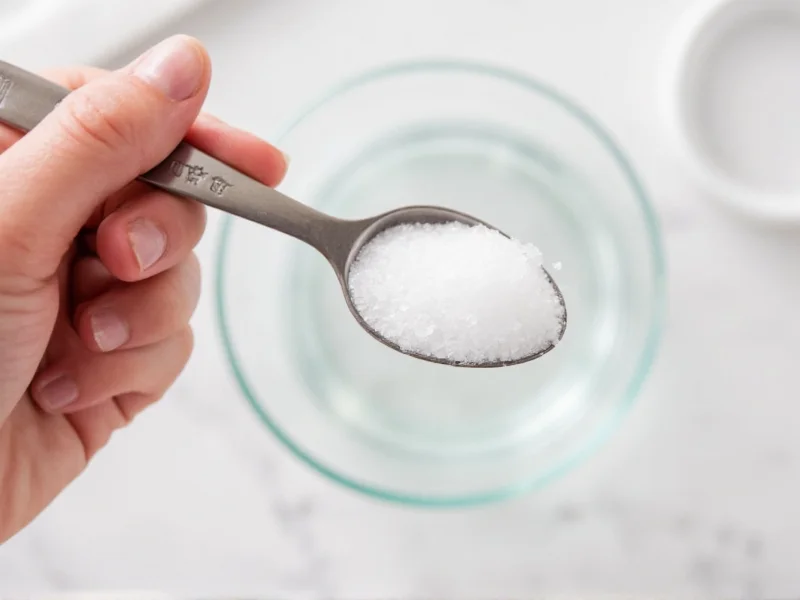 Measuring salt for homemade hydration drink with spoon
