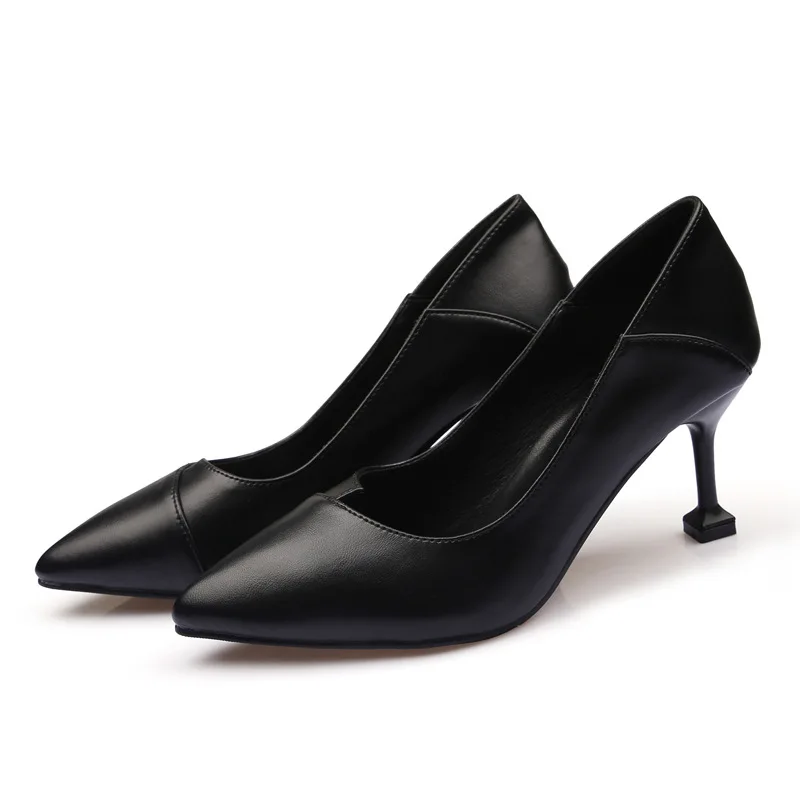 

Design Ladies Women Hoge Hakken Work Dress Shoes Black Leather High Heels For Women