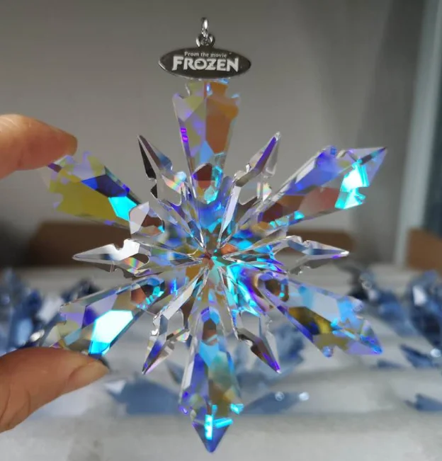 Crystal Ornament Frozen Edition Christmas Glass Snowflake Decor Pendant,Blue 