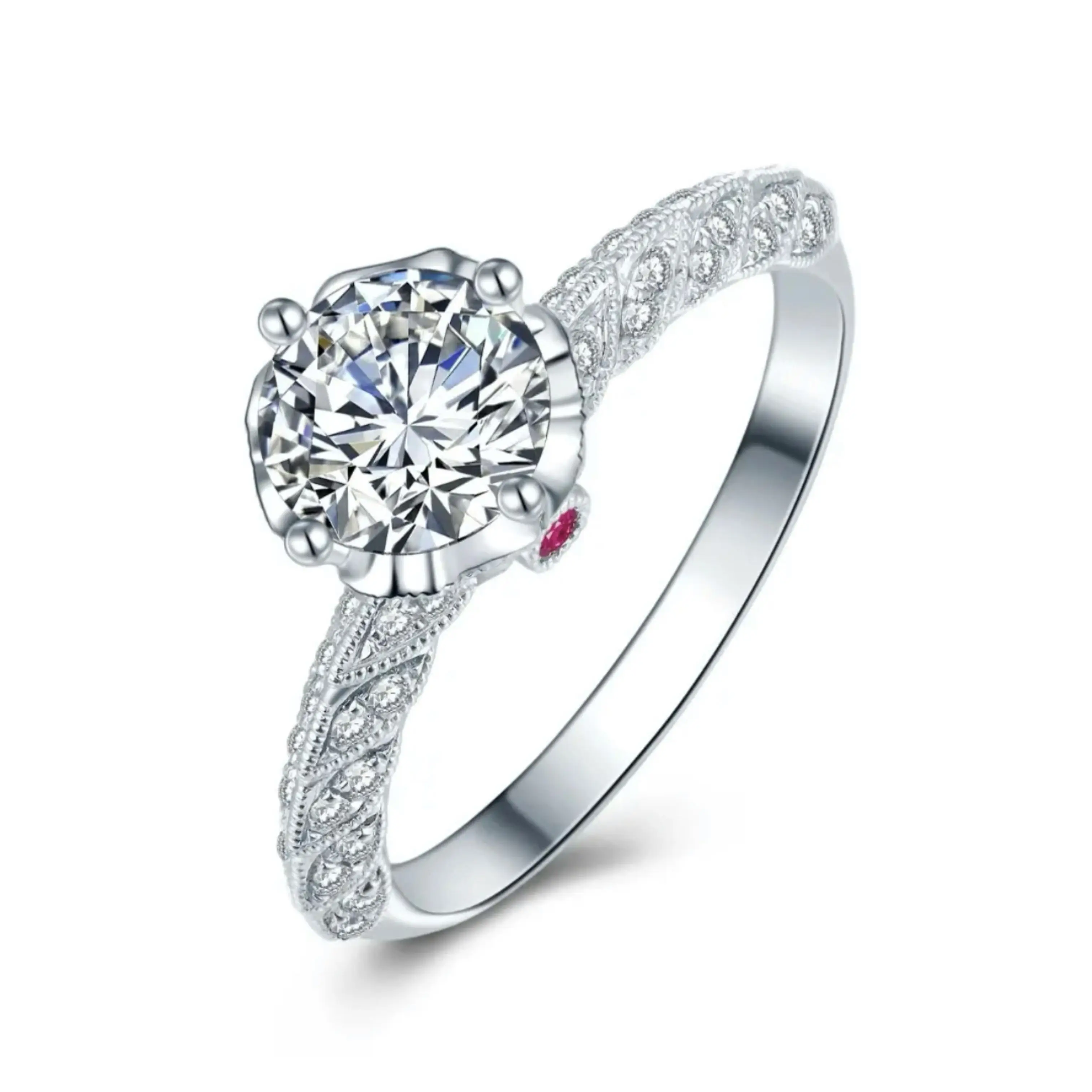 

Wedding Ring Design 2 Carat Total Diamond S925 silver Ring Heart Cut Moissanite VVS1 Ring, Silver color